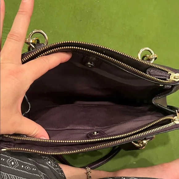 Coach Dark Purple Leather Shoulder Bag